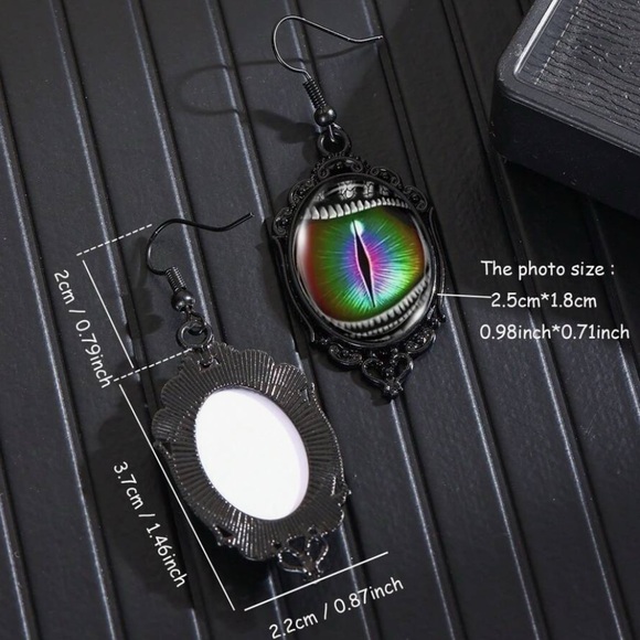 Any 3/$25! Black Dragon Eye Drop Earrings - Picture 4 of 6